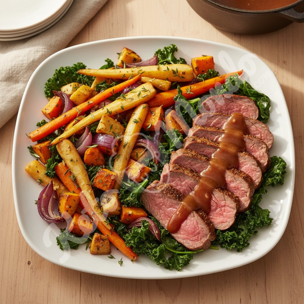 Vegetables in the center, cereals in the background