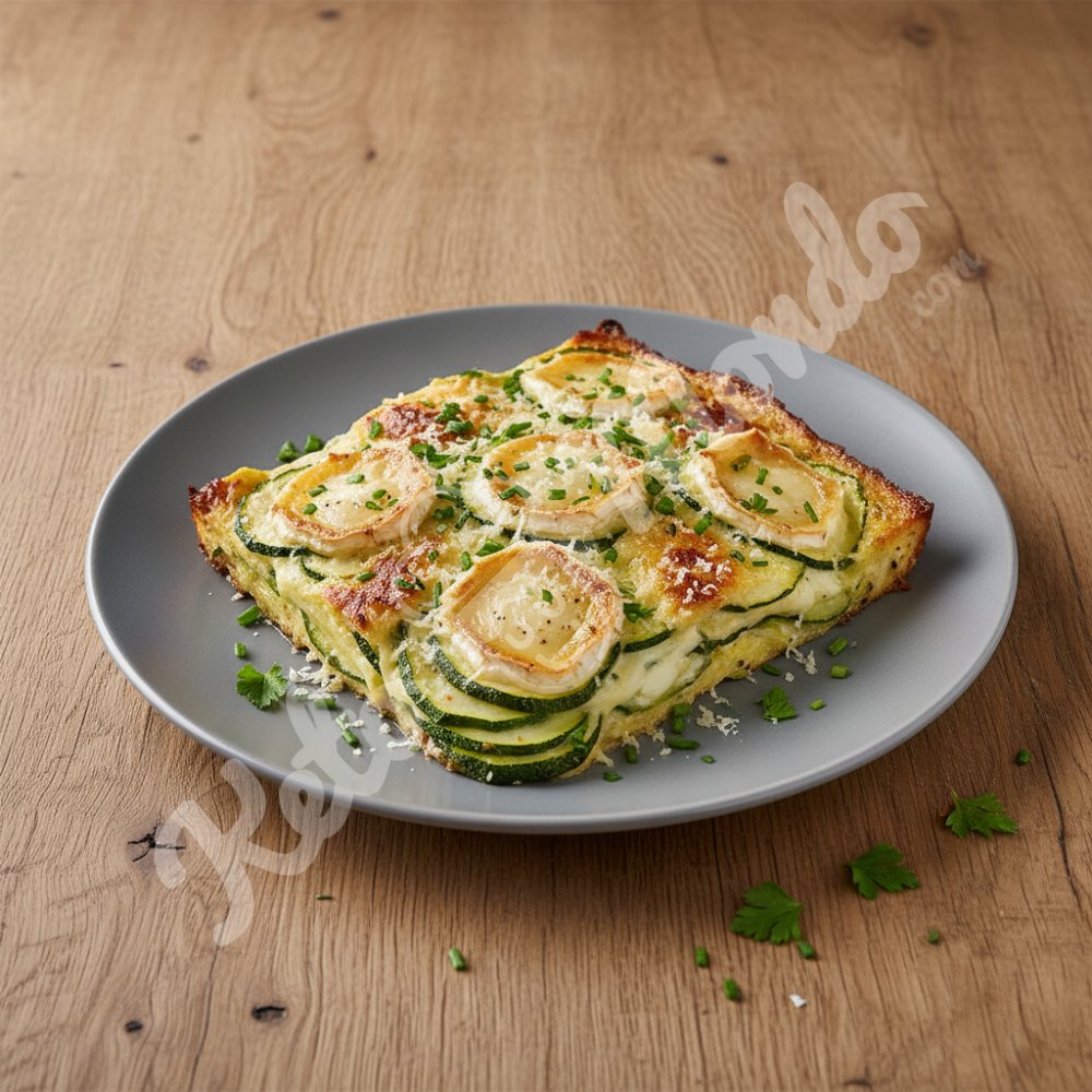 Zucchini gratin with goat cheese and herbs