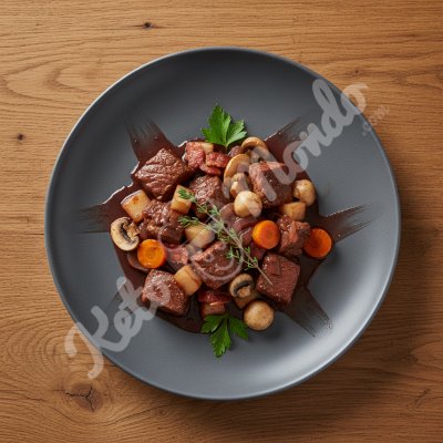 Keto beef bourguignon with root vegetables