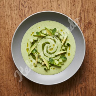 Cold cucumber-avocado soup with mint