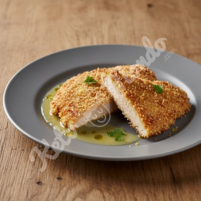 Breaded escalope with almonds and lemon zest