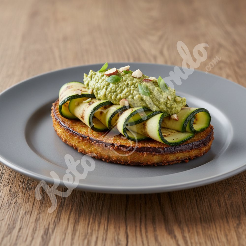 Grilled zucchini toast, almond pesto