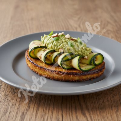 Tartine de courgette grillée, pesto d'amande