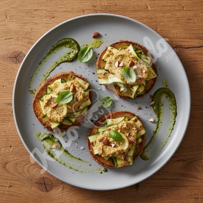 Grilled zucchini toast, almond pesto