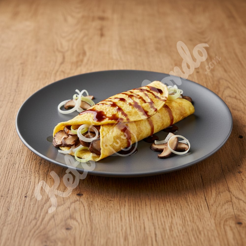 Keto 'Soba' Omelet: Mushrooms, Leek & Sugar-Free Soy Sauce