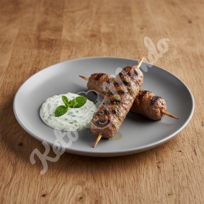 Kebabs d'agneau grillés, sauce yaourt à la menthe