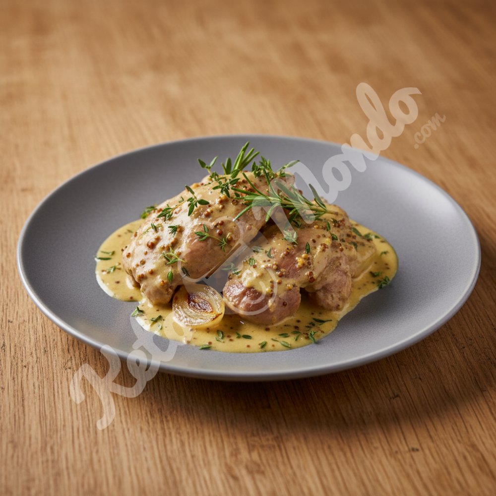 Rabbit with mustard and herbs