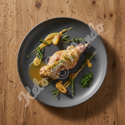 Rabbit with mustard and herbs