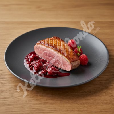 Duck breast, raspberry sauce