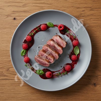 Duck breast, raspberry sauce