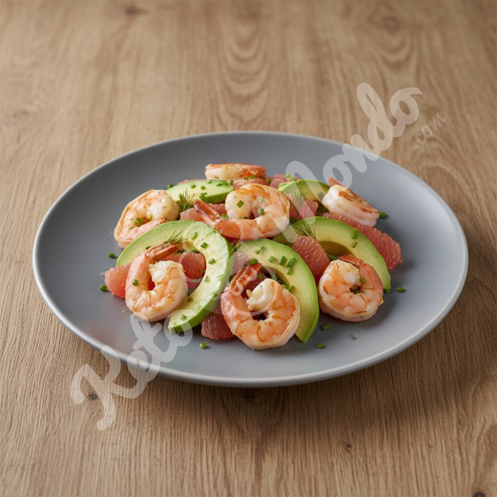 Shrimp, avocado and grapefruit salad