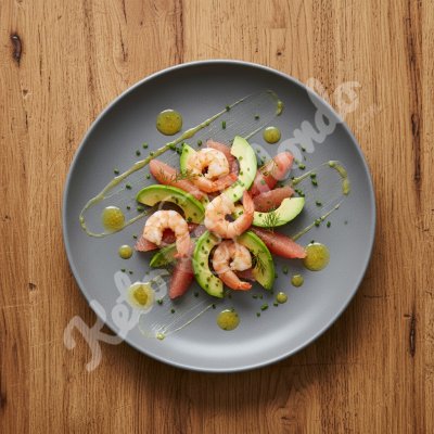 Shrimp, avocado and grapefruit salad