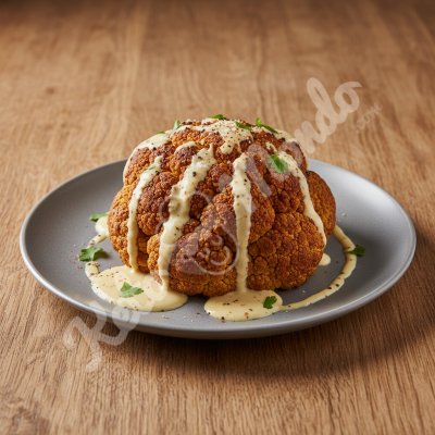 Whole roasted cauliflower, tahini-lemon sauce