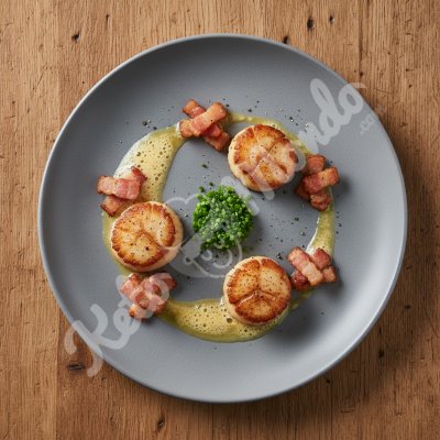 Pan-Seared Scallops with Crispy Bacon and Lemon Butter