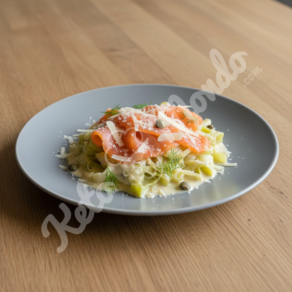 Leek gratin with smoked salmon