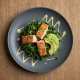 Kale, grilled salmon and avocado salad
