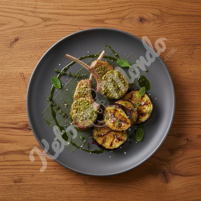 Lamb chops with zaatar and roasted eggplant