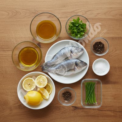 Sea bream fillet, candied lemon truffle oil and asparagus