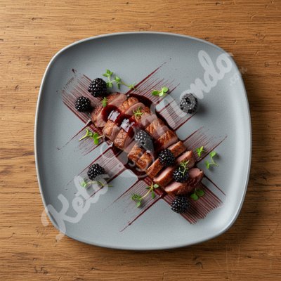 Duck breast with blackberry glaze and orange zest