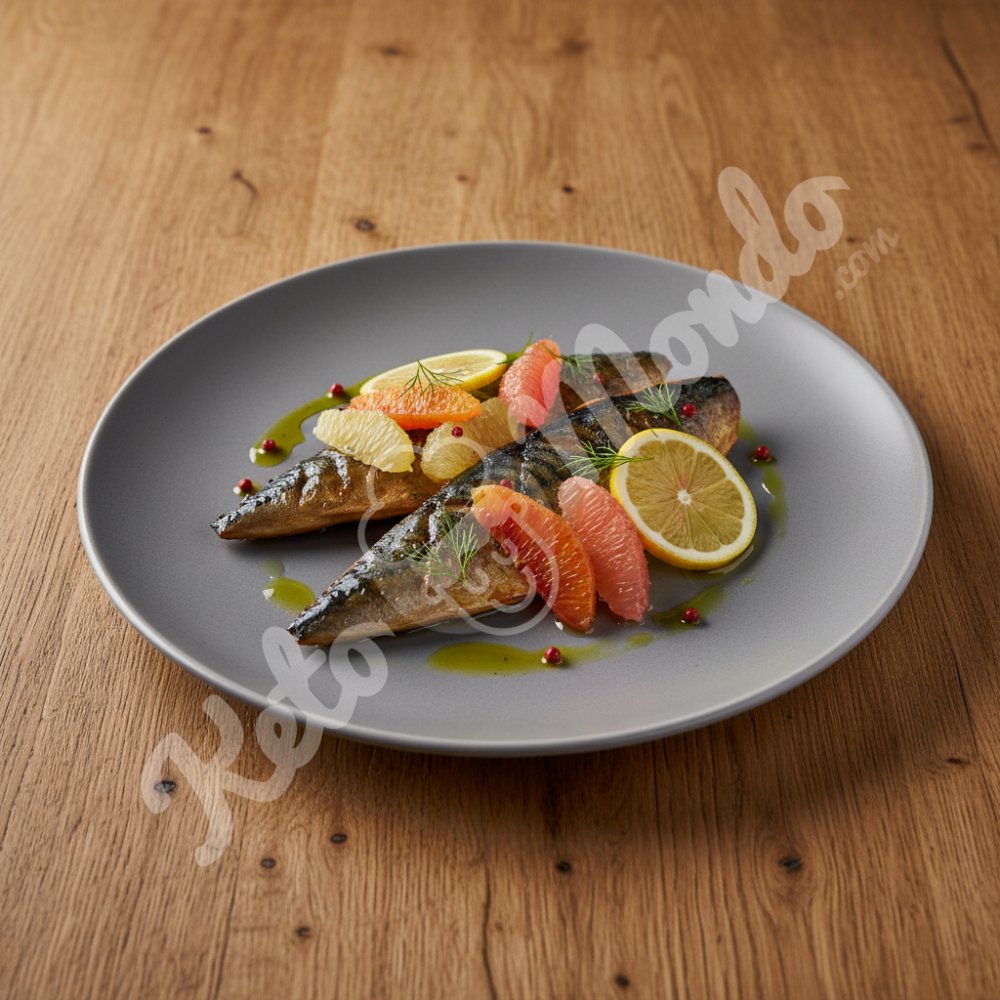 Mackerel grilled citrus fruits olive oil