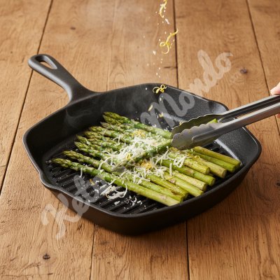 Asperges grillées, parmesan et zeste de citron