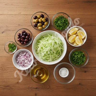 Cabbage, olive and lemon salad