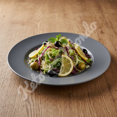 Cabbage, olive and lemon salad