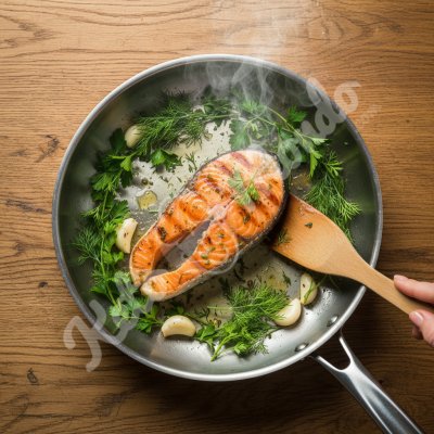 Grilled salmon with Russian herbs