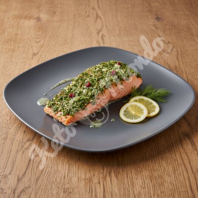 Grilled salmon with Russian herbs