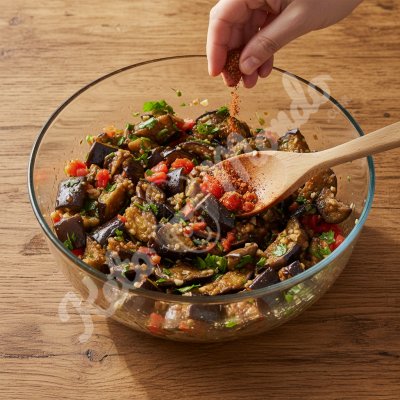 Salade zaalouk aubergine tomate