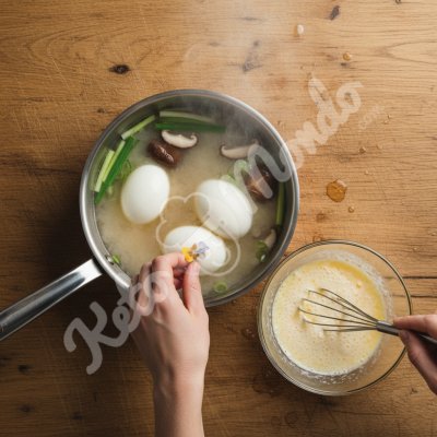 Œufs à la coque, sauce dashi