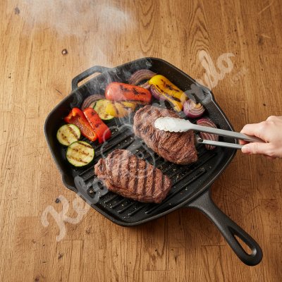 Steak et légumes grillés