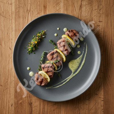 Grilled lamb with thyme and lemon