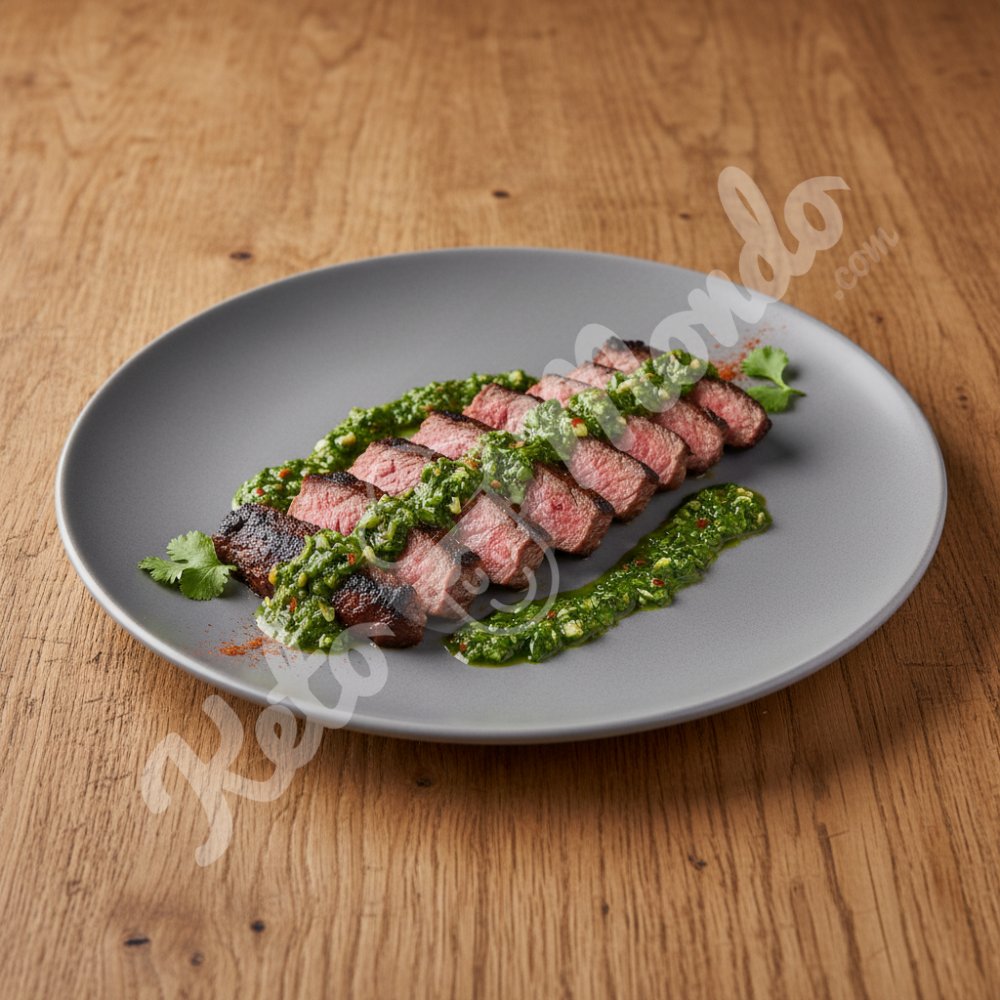 Grilled carne asada with chimichurri