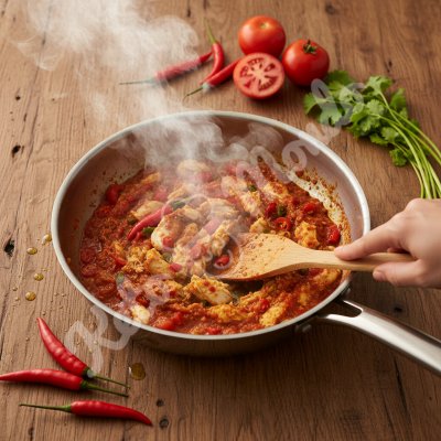 Poisson au sambal, tomate et piment